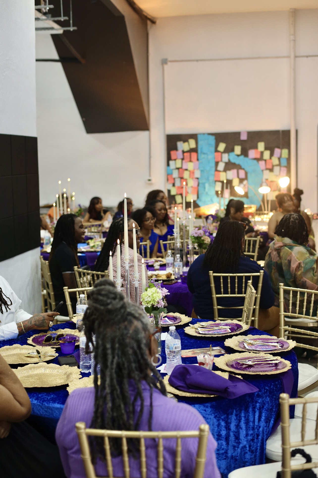 Guests seated for a private dinner in the main hall